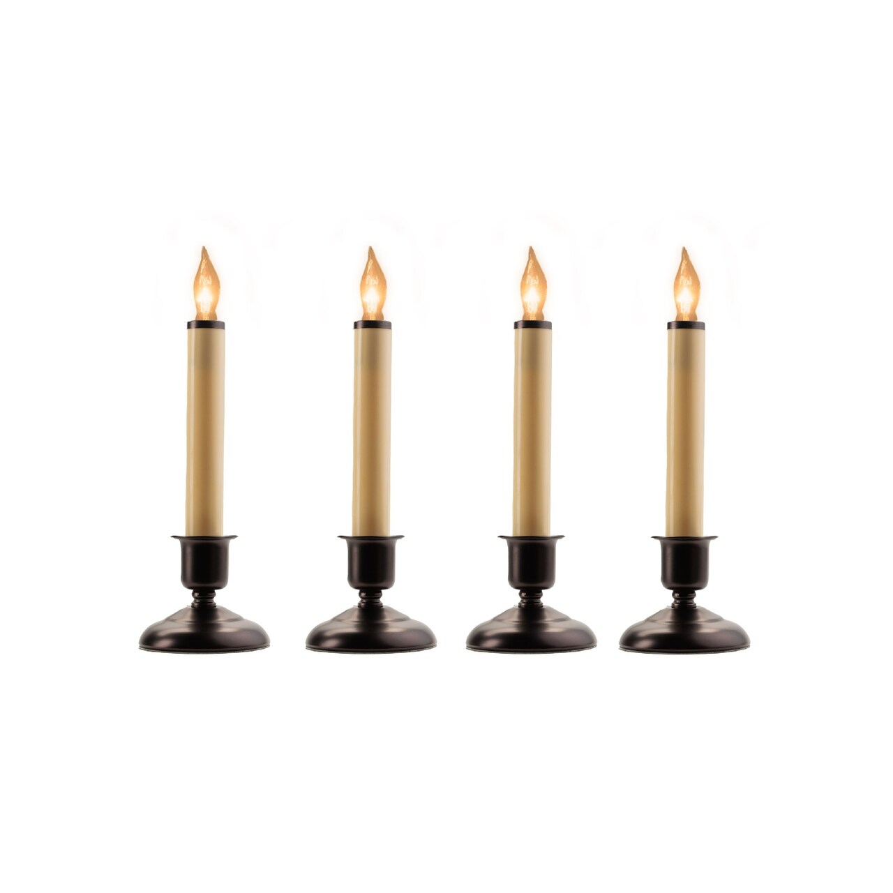 CC Christmas Decor Single Light Window Candles - 9" - Beige and Brown - Set of 4